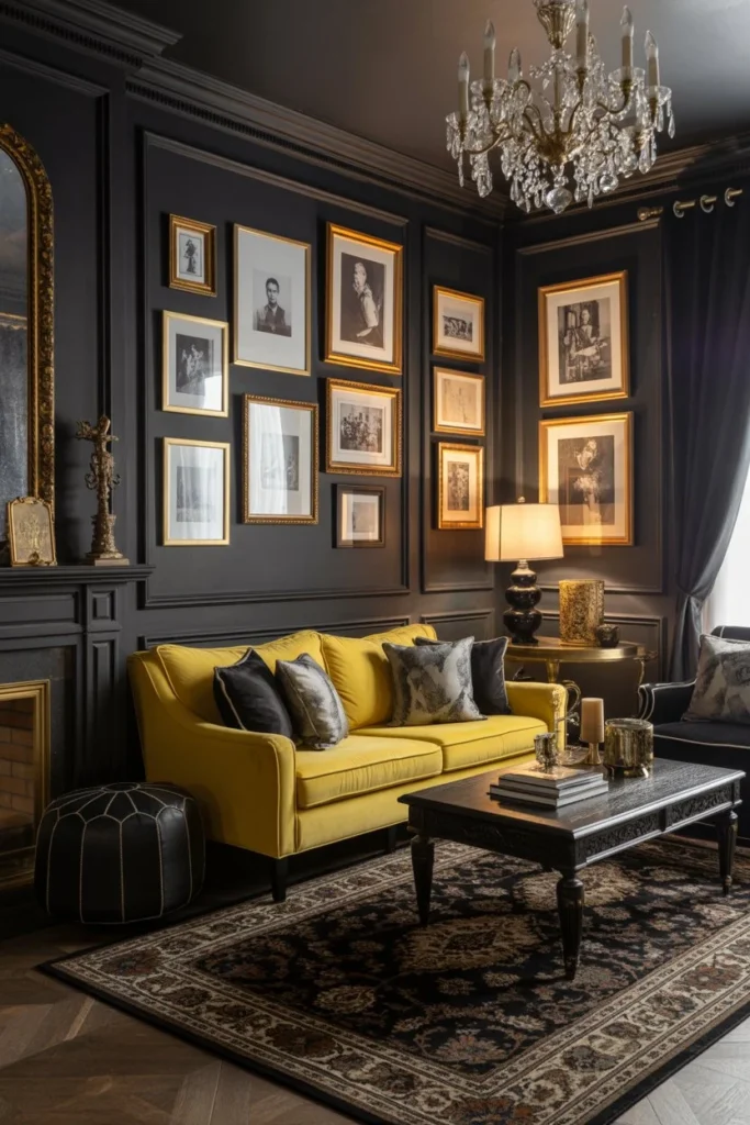 Butter Yellow & Beyond: Stunning Color Pairings to Elevate Every Space 13 a luxurious dark living room interior wi Qw YN4bKT92JDpghVVk27w rZM4sQLFSEyBkBbYZJHpFw